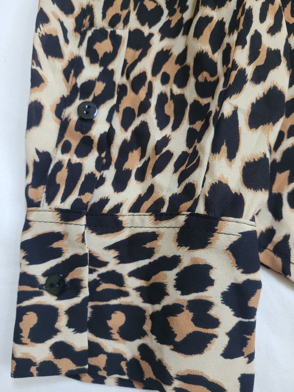 Cynthia Rowley Leopard Print Button Up Blouse Top Animal Print Large Mob Wife - Picture 11 of 11